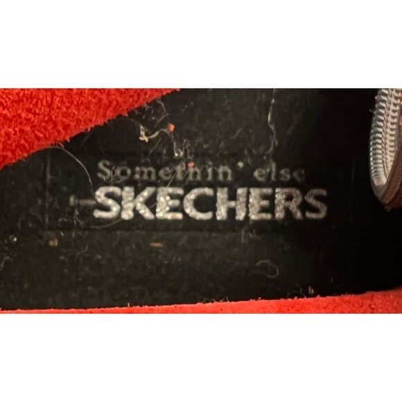 Skechers Somethin Else Red Leather Heeled Ankle Boots Womens Size 9 Side Zipper - Picture 5 of 7